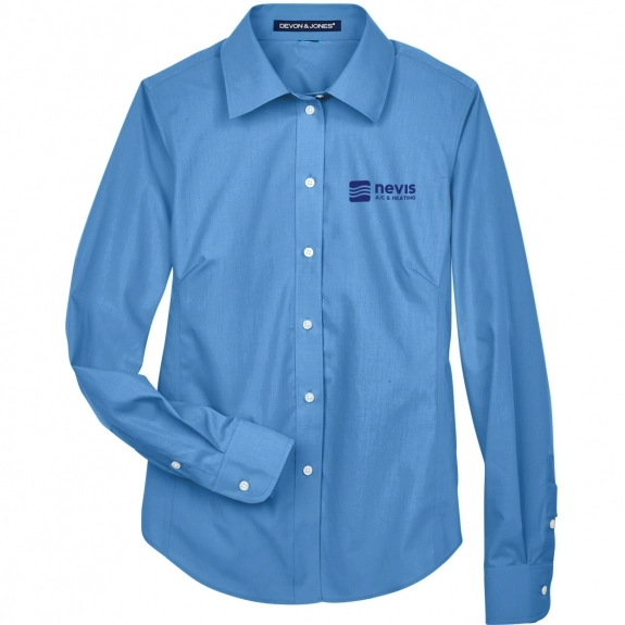French Blue Devon & Jones Solid Broadcloth Custom Dress Shirts - Women's