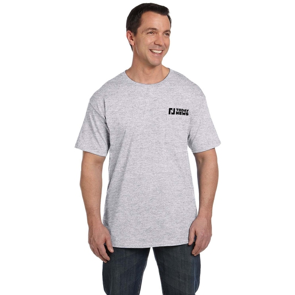 Ash - Hanes Beefy-T Promotional T-Shirt w/ Pocket