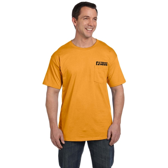 Gold - Hanes Beefy-T Promotional T-Shirt w/ Pocket