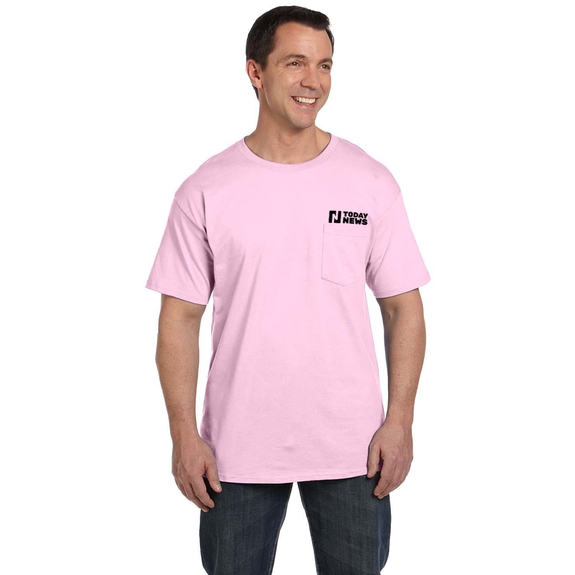 Pale Pink - Hanes Beefy-T Promotional T-Shirt w/ Pocket