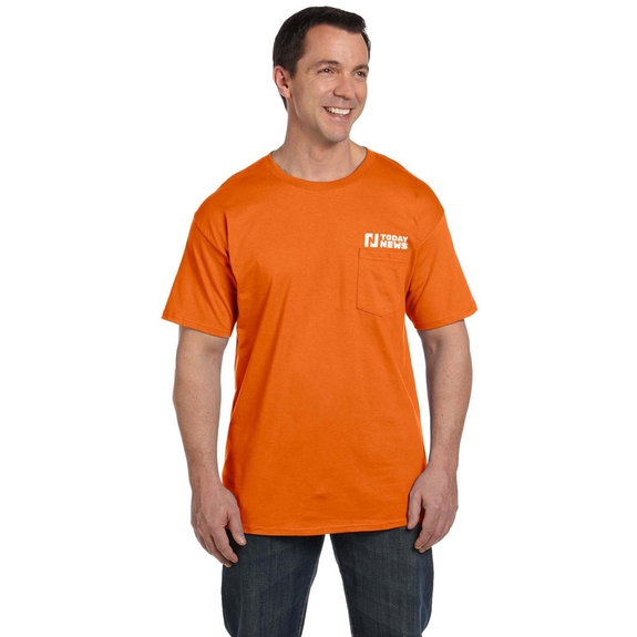 Orange - Hanes Beefy-T Promotional T-Shirt w/ Pocket