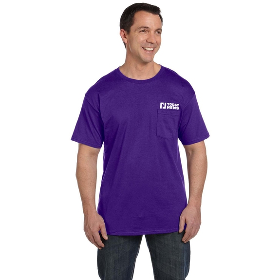 Purple - Hanes Beefy-T Promotional T-Shirt w/ Pocket