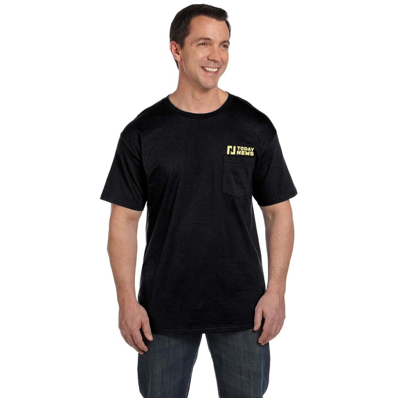 Black - Hanes Beefy-T Promotional T-Shirt w/ Pocket