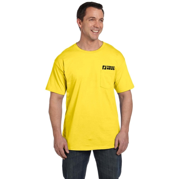 Yellow - Hanes Beefy-T Promotional T-Shirt w/ Pocket