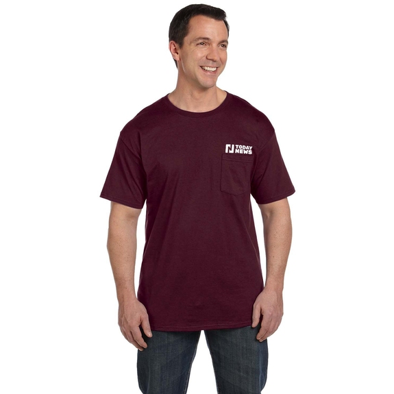 Maroon - Hanes Beefy-T Promotional T-Shirt w/ Pocket