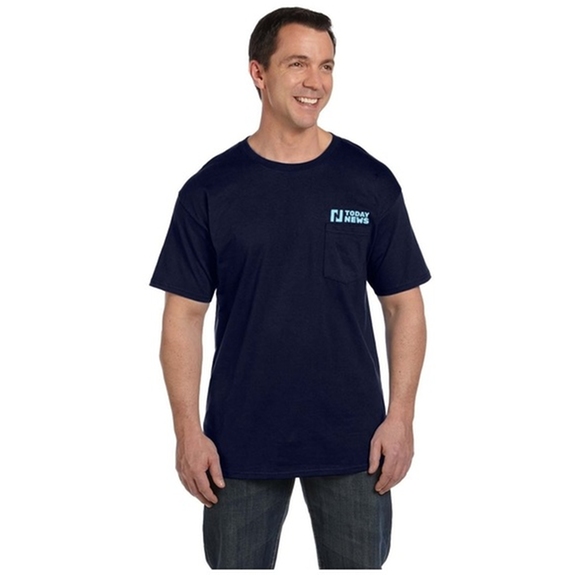Navy - Hanes Beefy-T Promotional T-Shirt w/ Pocket