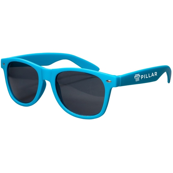 Light Blue Rubberized Finish Fashion Logo Sunglasses
