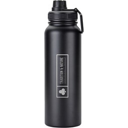 Black Laser Engraved 1-Liter Stainless Steel Custom Water Bottle