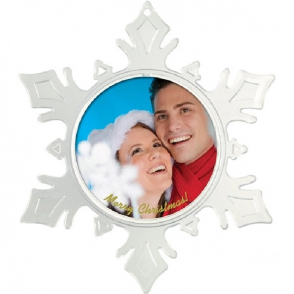 Demo - Frosted Promotional Snowflake Ornament w/ 3" Photo Insert