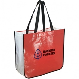 Red/White Recycled Laminated Non-Woven Custom Tote Bag 