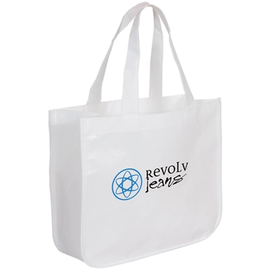 White Recycled Laminated Non-Woven Custom Tote Bag 