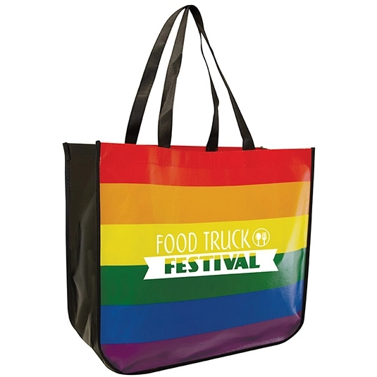 Rainbow Recycled Laminated Non-Woven Custom Tote Bag 