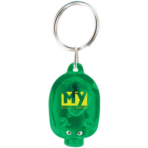 Translucent Green Little Piggy Light Up Promotional Key Tag