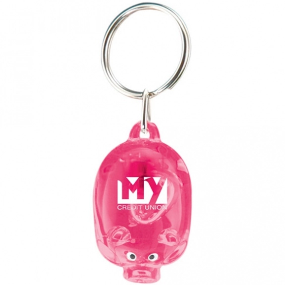 Translucent Pink Little Piggy Light Up Promotional Key Tag
