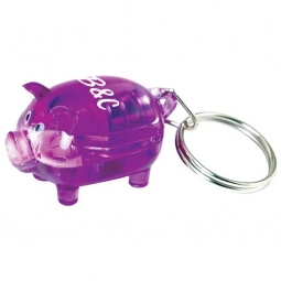 Translucent Purple Little Piggy Light Up Promotional Key Tag