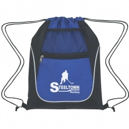 Logo Drawstring Bag w/ Pocket - 13"w x 16.5"h