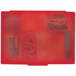 Translucent Red - Custom Imprinted Desk Caddy w/ Office Supplies