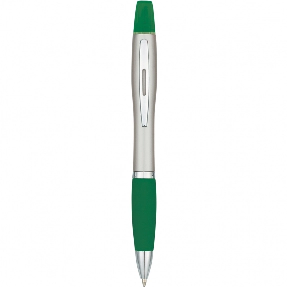 Silver/Green Twin Write Custom Pen & Highlighter