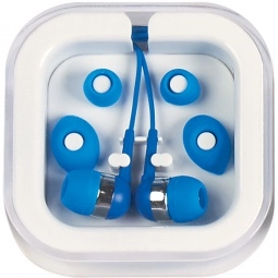 Royal Blue - Full Color Promotional Earbuds in Travel Case