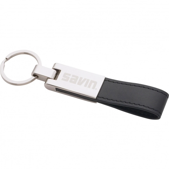Black UltraHyde Strap Silver Plated Custom Keychain