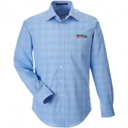 French Blue Devon & Jones Button Down Plaid Custom Dress Shirts - Men's