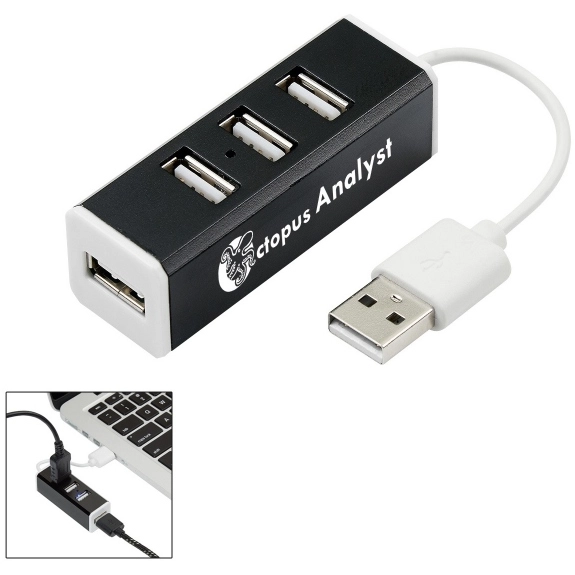 Black 4-Port Aluminum Custom USB Hub