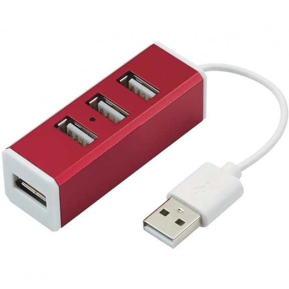 Red 4-Port Aluminum Custom USB Hub