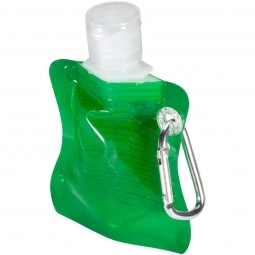 Green Squeeze Pouch Promotional Hand Sanitizer w/ Carabiner