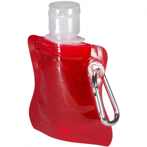 Red Squeeze Pouch Promotional Hand Sanitizer w/ Carabiner