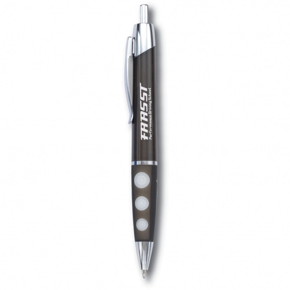 Black - Spotted Rubber Grip Promotional Pen