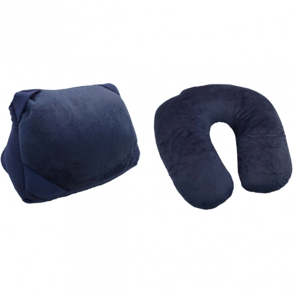 Blue - 2-in-1 Plush Custom Tablet Stand Travel Pillow