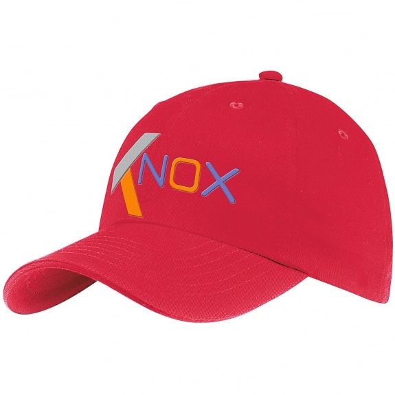 Red Embroidered 6-Panel Unstructured Cotton Promotional Cap