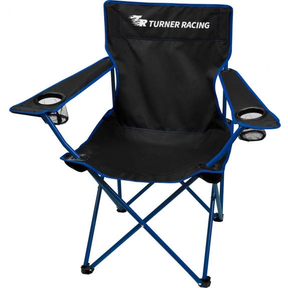 Black / Blue Two-Tone Custom Folding Chair w/ Carrying Bag