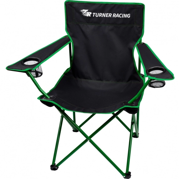 Black / Green Two-Tone Custom Folding Chair w/ Carrying Bag