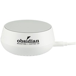 White Custom Logo Sound Machine w/ Qi Wireless Charger