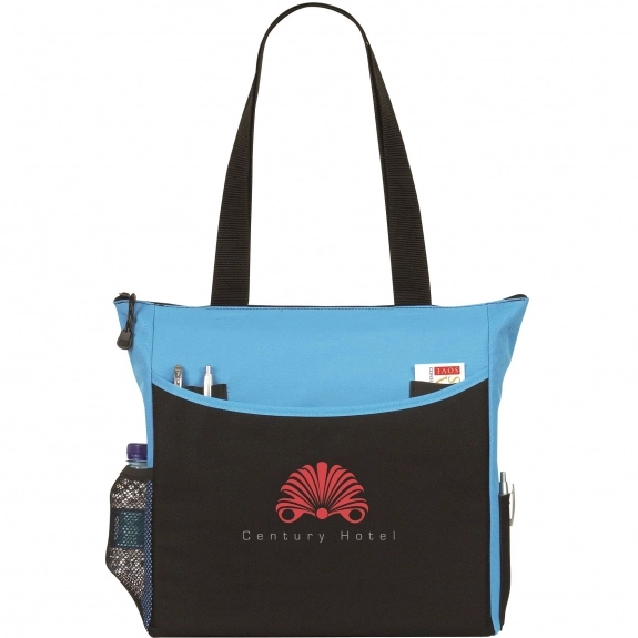 Lt Blue - Atchison Carry-All Custom Tote Bags - 17"w x 14"h x 5"d