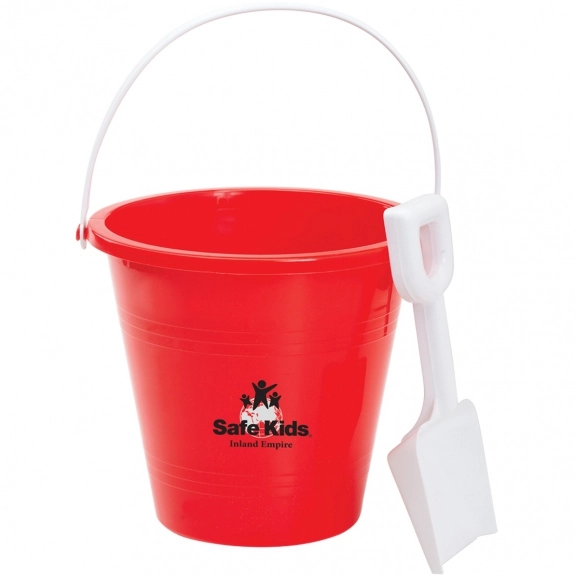 Red Promotional Beach Pail and Shovel - 9"