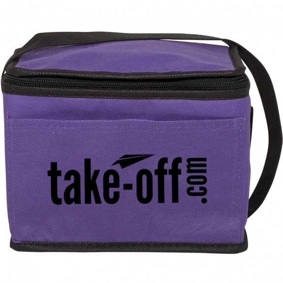 Purple 6 Can Non-Woven Custom Cooler Bag