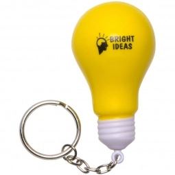 Yellow Light Bulb Shaped Custom Keychain Stress Ball