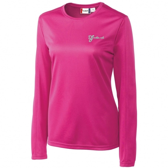 Ribbon Pink Clique Ice Tee Long Sleeve Performance Custom T-Shirts - Women'