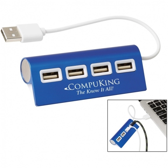 Blue 4-Port Aluminum Custom USB Hub