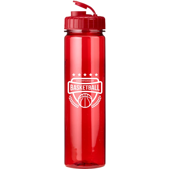 Translucent Red - Translucent Glossy Promotional Water Bottle - 24 oz.