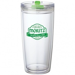 Lime Green - Clear Hot/Cold Custom Tumbler w/ Color Closure - 22 oz.