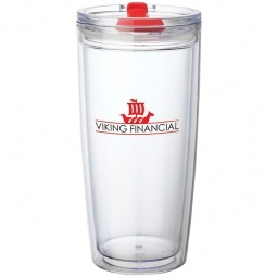 Red - Clear Hot/Cold Custom Tumbler w/ Color Closure - 22 oz.