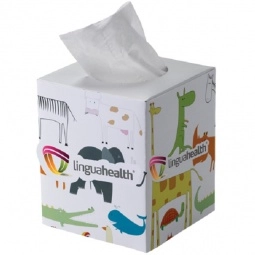 White - Full Color Cube Promotional Tissue Box