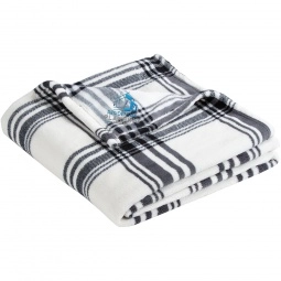 Black / White Plaid Port Authority Promotional Ultra Plush Blanket