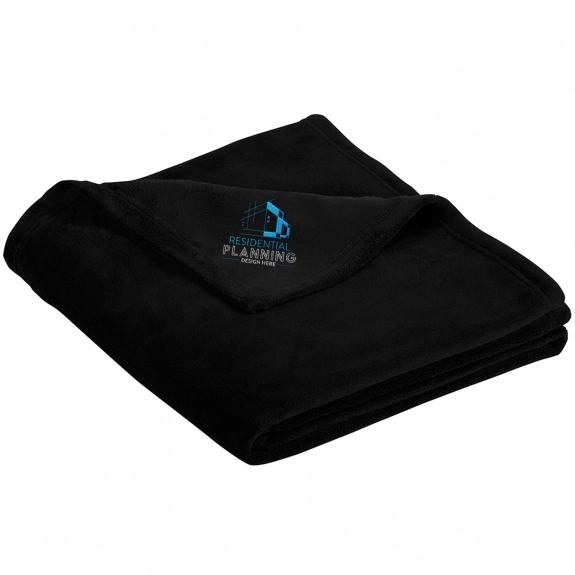 Deep Black Port Authority Promotional Ultra Plush Blanket