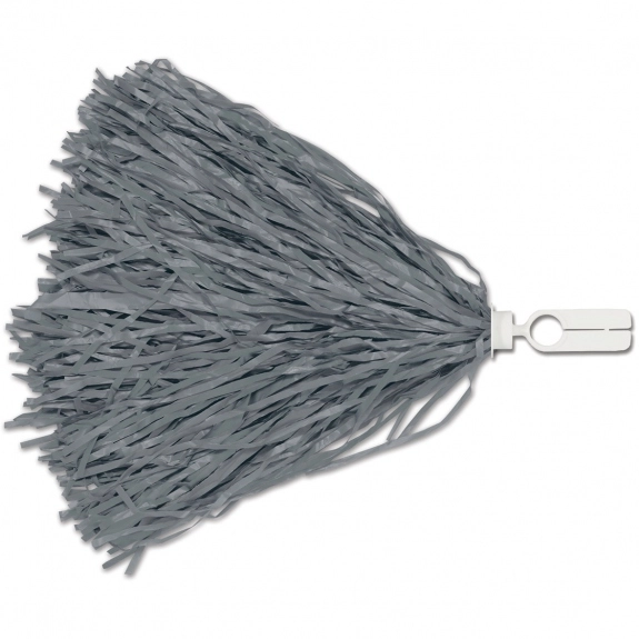 Gray Custom Pom Poms - Split Ring Handle w/ 500 Streamers