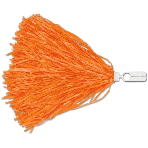 Orange Custom Pom Poms - Split Ring Handle w/ 500 Streamers