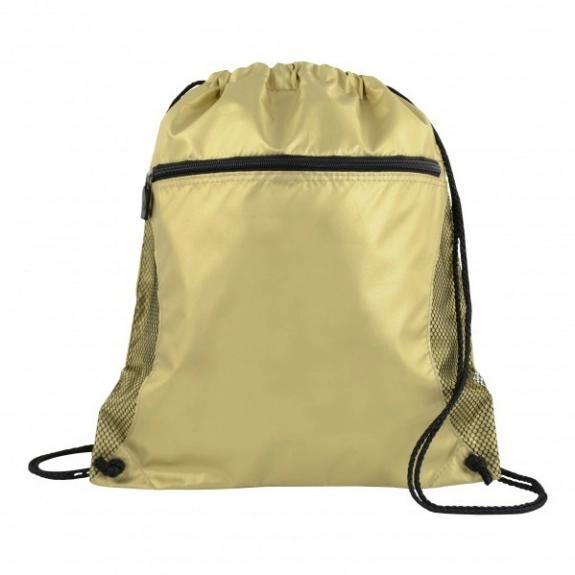 Metallic Gold - Logo Sport Pack Tote Bag w/ Mesh Pocket - 14"w x 16.5"h